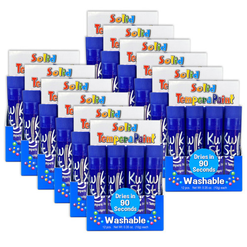 Kwik Solid Tempera Paint Sticks, Single Color Pack, Blue, 12 Per Box, 12 Boxes TPG6003012
