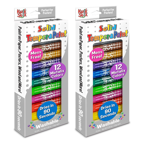 Kwik Solid Tempera Paint Metalix, 12 Per Pack, 2 Packs TPG614-2