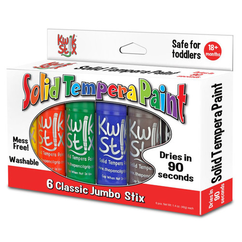 The Jumbo Solid Tempera Paint Stick, 6 Classic Colors TPG646