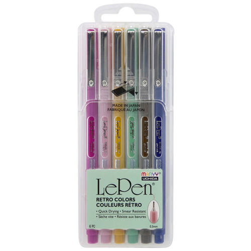 Marvy Lepen Micro-Fine Point Pen, Retro, 6 Colors UCH43006R