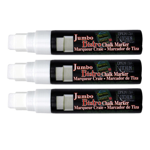 Marvy Jumbo Bistro 16Mm Tip Chalk Marker, White, Pack Of 3 UCH4810-3