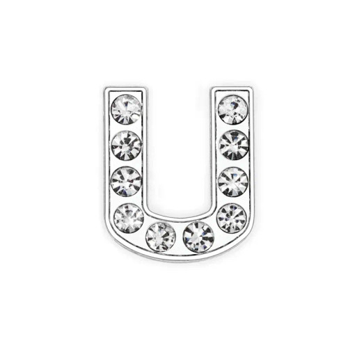 Light Grey - Rhinestone Slide Charms Letters For Jewelry Making Women Bracelet 8Mm Alphabet A-Z Pet Collar Necklace Diy Accessories Gift By WTB