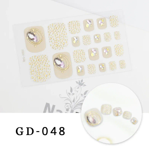 Nude - Colorful Nail Stickers Foot Shiny Glitter Nails Charms Full Cover Self-Adhesive Nail Polish Stickers For Nails Art By WTB