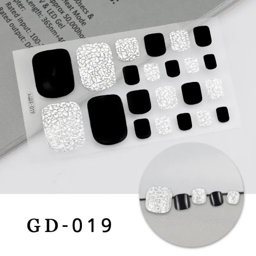 Tran-Yellow - Colorful Nail Stickers Foot Shiny Glitter Nails Charms Full Cover Self-Adhesive Nail Polish Stickers For Nails Art By WTB