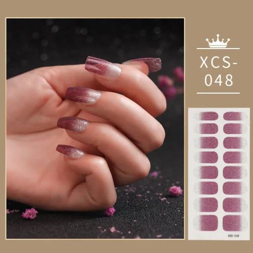 Black & Cyan - 1Pc 3D Nail Slider Beauty Nail Stickers Shining Wave Line Decals Adhesive Manicure Tips Salon Nail Art Decorations By WTB