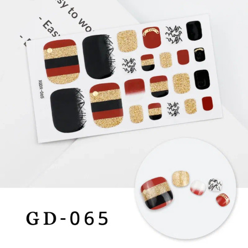 Khaki - Colorful Nail Stickers Foot Shiny Glitter Nails Charms Full Cover Self-Adhesive Nail Polish Stickers For Nails Art By WTB