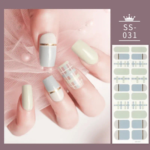 Burgundy - 22 Tips Blue And White Shiny Speckles Nail Art Sticker Full Cover Nail Stickers Last Update Nail Wraps Lot Sticker For Nails By WTB