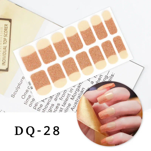 Brown Red - Drop Ship Colorful Nail Stickers Full Cover Nail Art Decor Stickers For Nails Self Adhesive Stickers For Women Manicure Gift By WTB