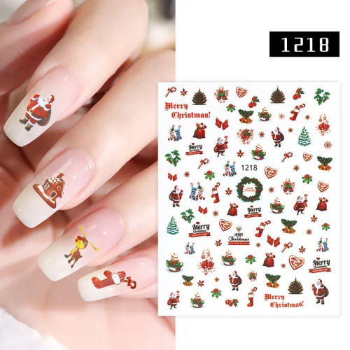 Wine Red - Drop Shipping Snowflakes Nails Stickers Fashion Colorful Self-Adhesive Nail Art Decor Stickers For Nails Christmas Nail Sticker By WTB