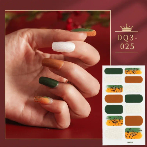 Tan/Khaki - Green And Dark Green Manicure Decoration Solid Colors And Creative Nail Art Nail Wraps Diy Nail Adhesive Designed Full Beauty By WTB