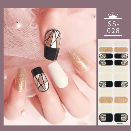 Dark Grey - 22 Tips Blue And White Shiny Speckles Nail Art Sticker Full Cover Nail Stickers Last Update Nail Wraps Lot Sticker For Nails By WTB