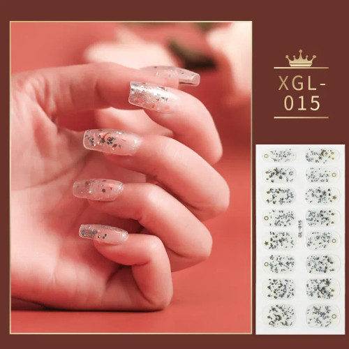 Silver - Dropshipping Full Cover Nail Stickers Nail Polish Nail Decoration Designer 3D Glitter Creative Nail Art Stickers For Girls By WTB