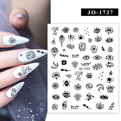 White Smoke - 1Pc Christmas Stickers Santa Claus Snowflake Decals Catoon Image Muti- Pattern New Year Halloween Nail Art Stickers For Manicure By WTB