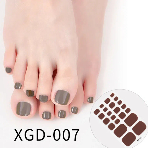 Dark Grey - Dropshipping 22Tips/Sheet Color Toe Nail Polish Stickers/Strips Fake Nails Toenail Wraps Nail Art Nail Adhesive Self-Adhesive By WTB