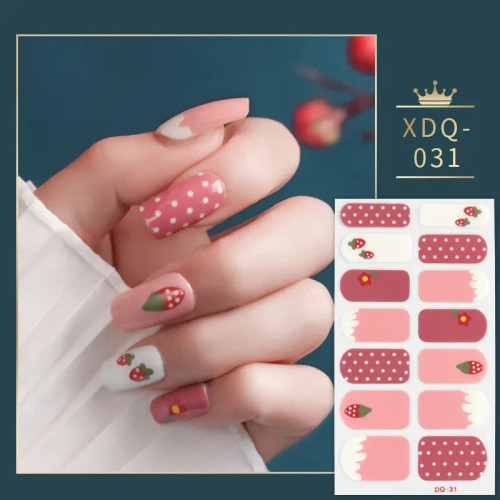 Palegoldenrod - Dropshipping Red Strawberry Nail Stickers Fashion Nail Polish Self Adhesive Manicure Decoration Nail Accessories Nail Art By WTB