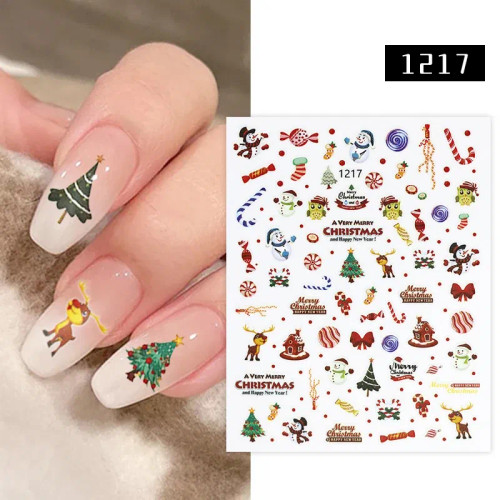 Grey Green - Drop Shipping Snowflakes Nails Stickers Fashion Colorful Self-Adhesive Nail Art Decor Stickers For Nails Christmas Nail Sticker By WTB