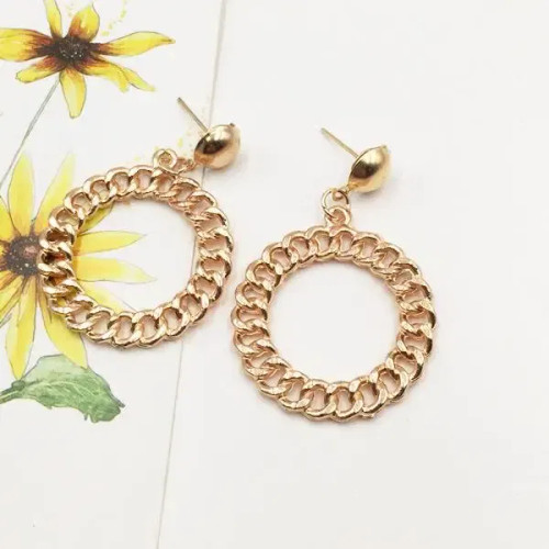 Metal Champagne Gold - Fashion Exaggerated Pendant Size Round Circle Earrings Female Temperament Personality Color Matching Bump Earrings Ear Jewelry By WTB