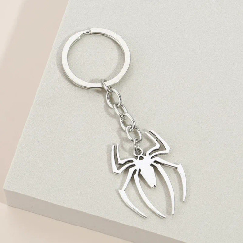 White - Spider Keychain Araneid Animal Key Ring Metal Key Chains Halloween Gifts For Women Men Handbag Accessorie Diy Handmade Jewelry By WTB