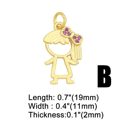 Metal Orange - Ocesrio Gold Plated Cz Small Boy And Girl Charms For Necklaces Copper Diy Handmade Pendants For Earrings Wholesale Chma091 By WTB