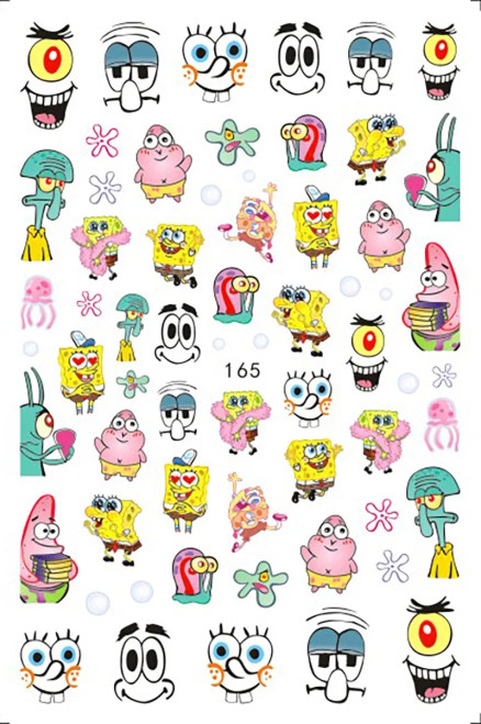 Transparent - 1Pcs Miniso Spongebob Cartoon Nail Stickers Nail Art Decoration Cute Hello Kitty Stitch Nail Art Stickers Nail Art Supplies By WTB