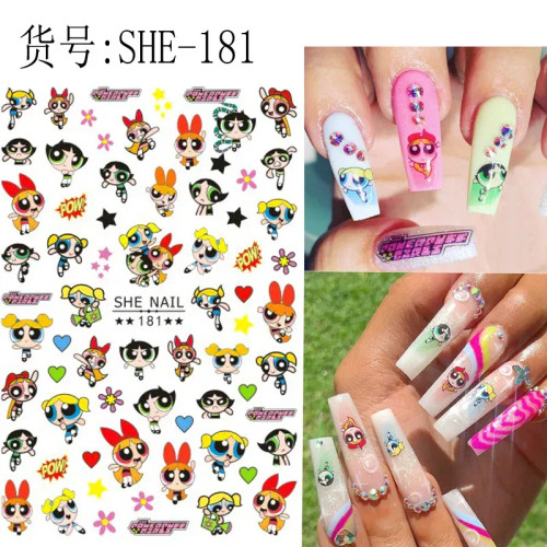Diamond D Color - 1Pcs Big Eyes Girl 3D Adhesive Nail Art Sticker Pikachu Lilo And Stitch Cartoon Nail Sticker Nail Decal Nail Art Decoration By WTB