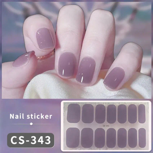 Light Grey - Diy Gel Nail Stickers Cured-Free Long-Lasting Solid Color Nail Strips Patch Slider Sticker Full Cover Decal Nail Manicure Patch By WTB