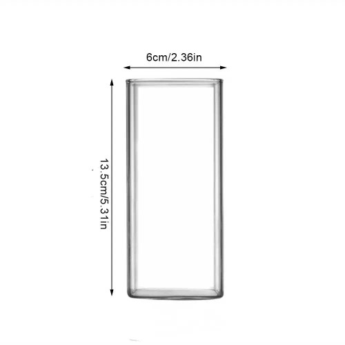 Green, Capacity: 301-400Ml - Square Simple Glass Cup Transparent Cold Drink Large-Capacity Milk Juice Tea Drink Water Mousse Cups Wine Glass Beer Coffee Mug By WTB