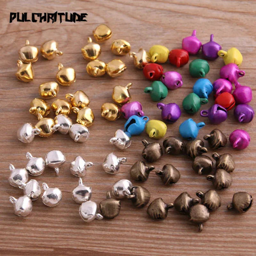Metal Antique Bronze Plated - 100 Pcs/Lot 6*8Mm New Christmas Bells Mix Colors Loose Beads Small Jingle Bells Christmas Decoration Gift By WTB