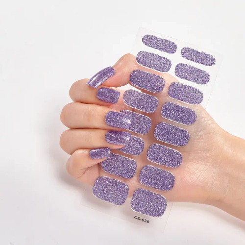 Blueviolet - Novidades Full Cover Nail Stickers Designer Nail Decals Pure Solid Color Nail Decoration Nails Sticker Designer Creative Shiny By WTB