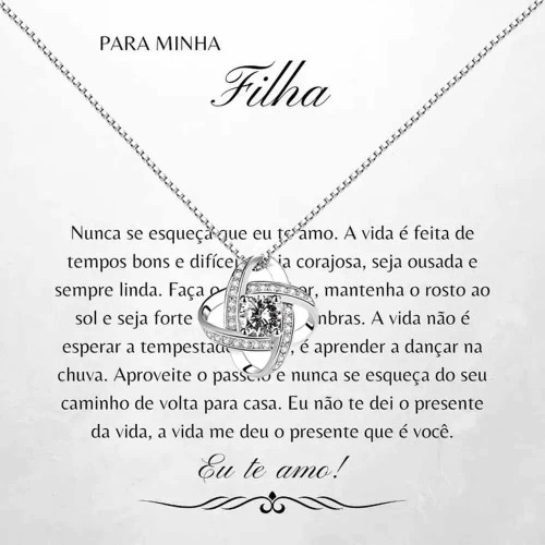 Metal Light Yellow Gold Color, Ships From: China - Para Minha Filha Lucky Four-Leaf Clover Necklace With Message Card And Black Gift Box By WTB