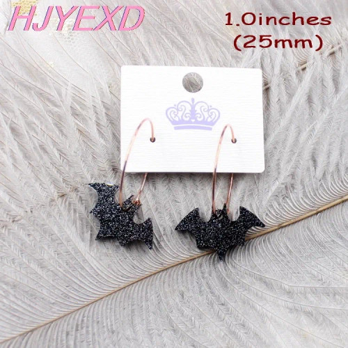 Hp091 Acrylic Bat Dangle Earrings Hollween Earrings Glitter Black Acrylic Earrings By WTB