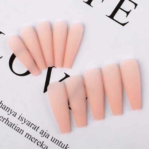Plum - 20Pcs Solid Color Matte Super Long Coffin Fake Nails Tips For Extension Manicure Art Wholesales Press On Ballet Fake False Nails By WTB
