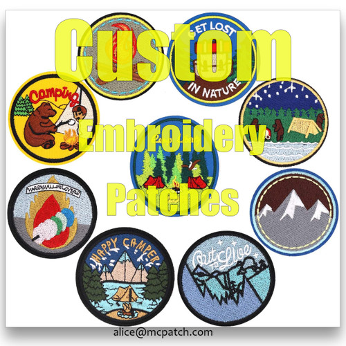 Custom Embroidery Patches Personalized Design Logo Iron On Merrow Border Pvc Chenille Badges Woven Emblems For Clothing Caps By WTB