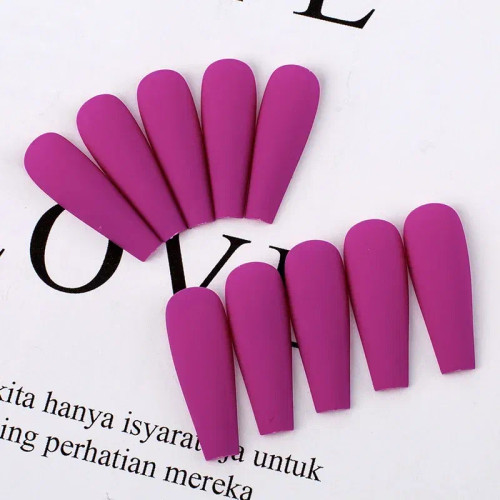 Dark Khaki - 20Pcs Solid Color Matte Super Long Coffin Fake Nails Tips For Extension Manicure Art Wholesales Press On Ballet Fake False Nails By WTB