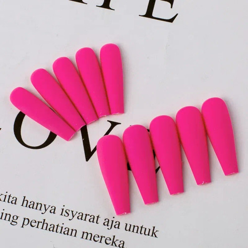 Dark Grey - 20Pcs Solid Color Matte Super Long Coffin Fake Nails Tips For Extension Manicure Art Wholesales Press On Ballet Fake False Nails By WTB