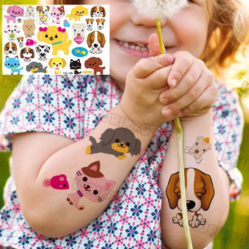Brown - Round Dinosaur Demon Temporary Tattoo For Kids Boys Girls Moon Unicorn Tattoos Sticker Fake Watercolour Arm Tatoos Son Daughter By WTB