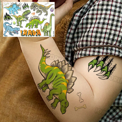Blue - Cute Small Bus Car Temporary Tattoos For Kids Boys Girls Baby Child Cute Dinosaur Tattoo Sticker Funny Fake Star Tatoo Face Hand By WTB