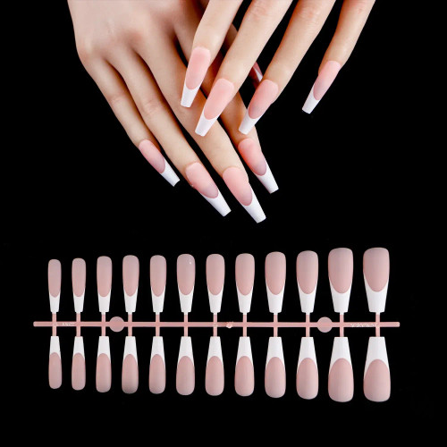 Gold - 24Pcs Square Head Matte False Nails Ballet Detachable Full Cover Artificial Fingernails Frosted Press Glue On Fake Nail Tips By WTB
