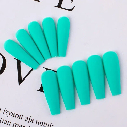 Lavender - 20Pcs Solid Color Matte Super Long Coffin Fake Nails Tips For Extension Manicure Art Wholesales Press On Ballet Fake False Nails By WTB