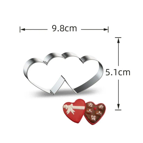 Dark Khaki - Heart Cookie Cutter Stainless Steel Biscuit Knife Baking Fruit Kitchen Tools Mold Embossing Printing By WTB