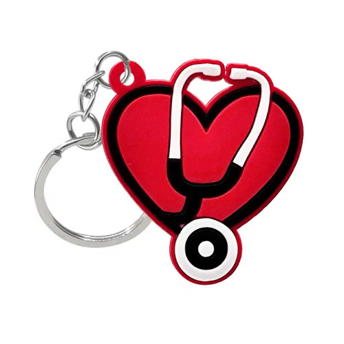 Khaki - 1Pcs Pvc Rubber Hot Keychain For Nurses New Design Medicine Style Heart & Brain Car Key Pendant Cute Bag Ornament Gift By WTB