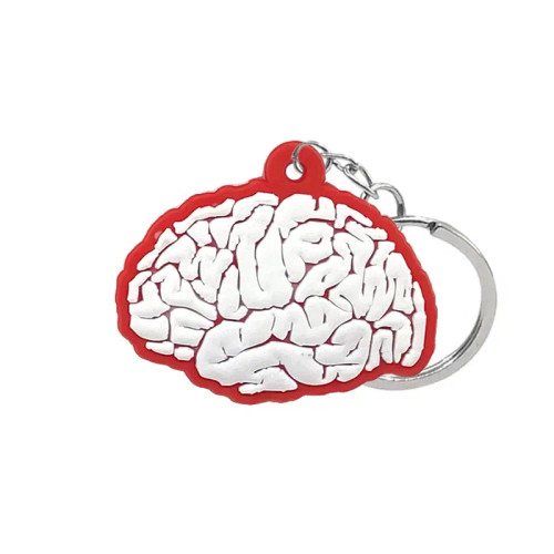 Silver - 1Pcs Pvc Rubber Hot Keychain For Nurses New Design Medicine Style Heart & Brain Car Key Pendant Cute Bag Ornament Gift By WTB