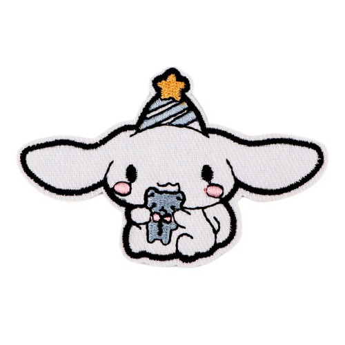 Black Nickel - Anime White Dog Patches For Clothing Kawaii Embroidered Patches On Clothes Stickers Diy Ironing Appliques Jacket Jeans Stripes By WTB