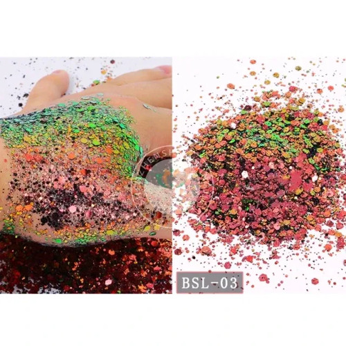 Orange - 5G/Bagglitter Chameleon Nail Flakes Iridescent Chameleon Nail Powder Holographic Laser Colorful Nail Sequins 120 Colors Mix Size By WTB