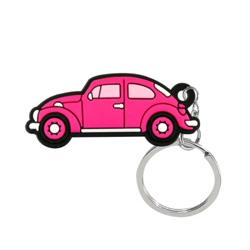 Pink - 1Pcs Pvc Key Ring 6 Colors Of Car Shape Keychain Charms Colorful Key Chain Key Holder Fit Little Boy Gift Kids Toys By WTB