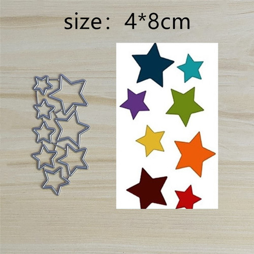 8Pcs Five-Pointed Star Metal Cut Dies Stencils For Scrapbooking Stamp/Photo Album Decorative Embossing Diy Paper Cards By WTB