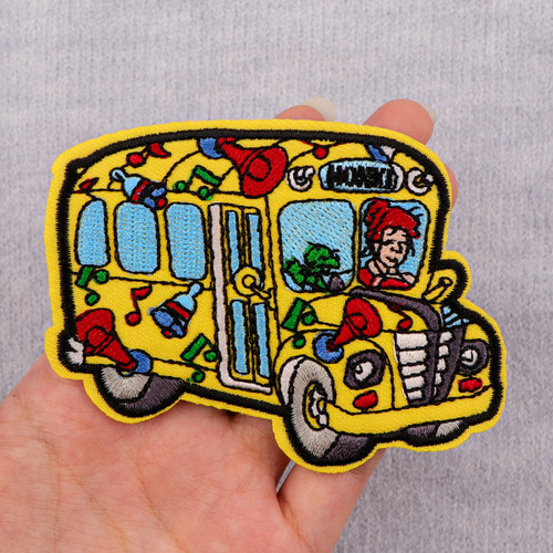 Funny School Bus Embroidery Patch Cartoon Iron On Patches For Clothing Thermoadhesive Patches On Clothes Diy Sew Badges By WTB