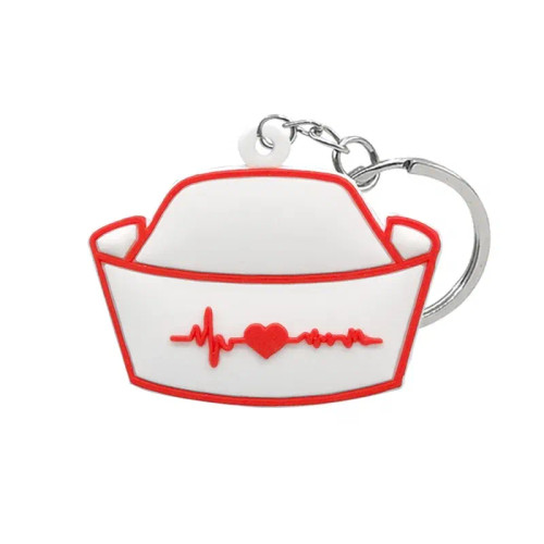 Beige - 1Pcs Pvc Rubber Hot Keychain For Nurses New Design Medicine Style Heart & Brain Car Key Pendant Cute Bag Ornament Gift By WTB