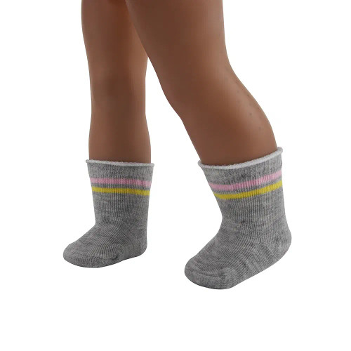 Green - Doll Accessories Socks Heart Stripe Solid Color Knit Doll Socks For 43Cm Baby New Born&18 Inch American,Og Girl Doll Toy By WTB