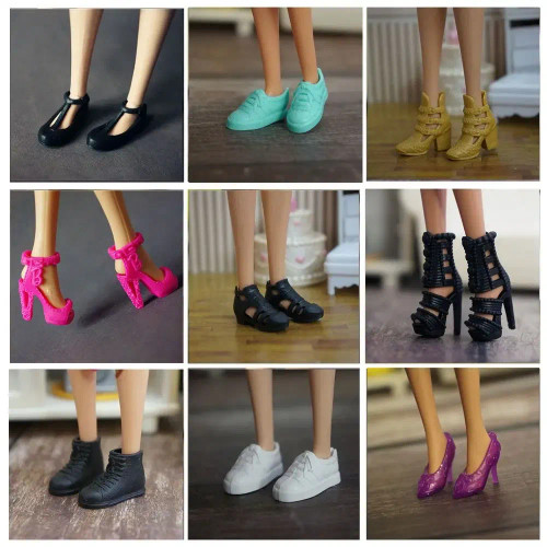 Silver - 30Cm Doll Shoes Fashion Female High Heels Hollowed Roman Sandals Casual Shoes Sneakers For 1/6 Bjd Dolls Accessories Kids Toys By WTB